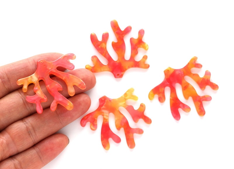 Acetate Coral Charms - Coral Earring and Pendant - Earring Findings - Jewelry Supplys - Color Code: A101 - 39.2x37.25x2.63mm - AC1108A - DOMEDBAZAAR