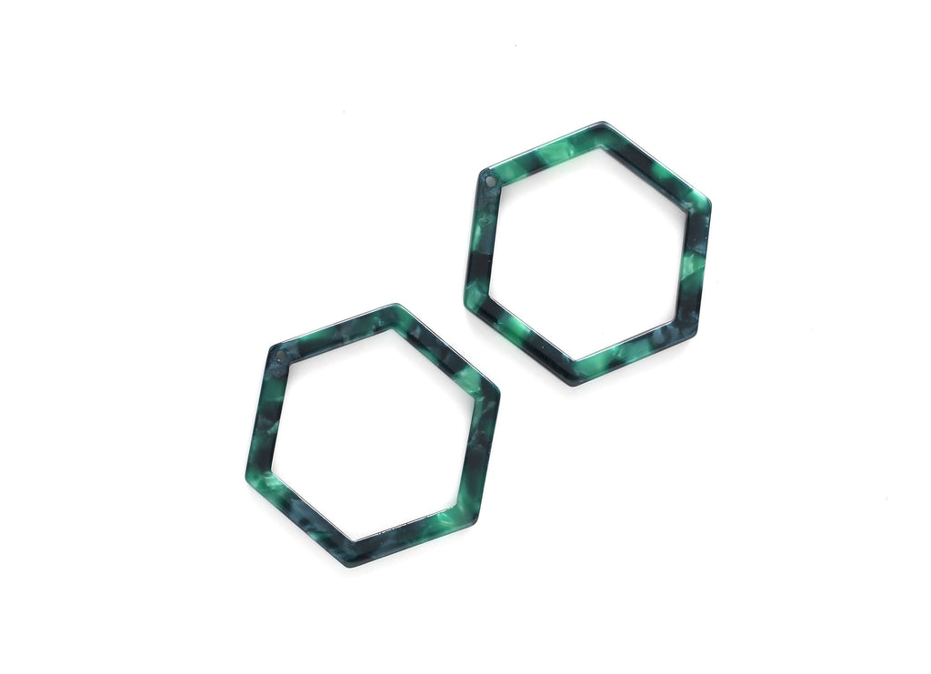 Acetate Hexagon Earring Charms - Hexagon Shaped Pendant - Earring Findings - Jewelry Supplies - Color Code: A13 - 36x32x2.68mm - AC1124C - DOMEDBAZAAR