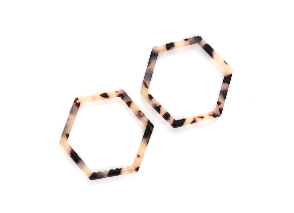 Acetate Acrylic Earring Charm - Blonde Tortoise Shell Earring - Hexagon Shaped Pendant - Color Code: A06 - 44.75x39.4mm - AC1125B - DOMEDBAZAAR
