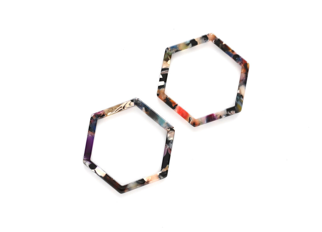 Acetate Hexagon Earring Charm - Acrylic Hexagon Pendant - Earring Findings - Jewelry Supplies - Color Code: A58 - 44.75x39x2.68mm - AC1125E - DOMEDBAZAAR