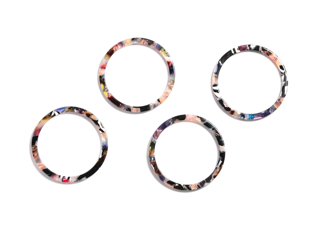 Acetate Hoop Earrings Charms - Tortoise Hoop Shell Earrings - Circle Shaped Pendant - Color Code: A58 - 44.3x44.3x2.7mm - AC1126E - DOMEDBAZAAR
