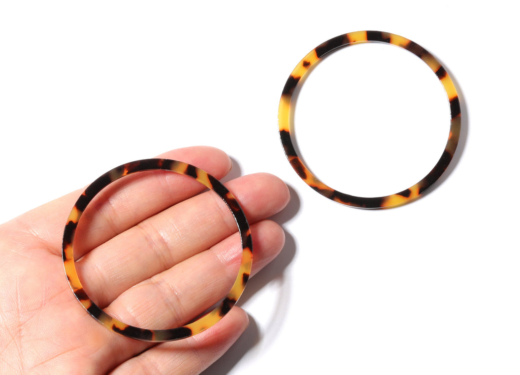 Acetate Hoop Earrings Charms - Tortoise Hoop Shell Earrings- Circle Pendant - Jewelry Supplies - Color Code: A02 - 57x57x2.7mm- AC1165A - DOMEDBAZAAR