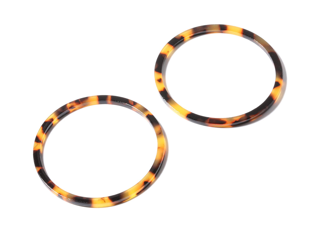Acetate Hoop Earrings Charms - Tortoise Hoop Shell Earrings - Circle Pendant - Jewelry Supplies - Color Code: A02 - 50x50x2.68mm - AC1166A - DOMEDBAZAAR