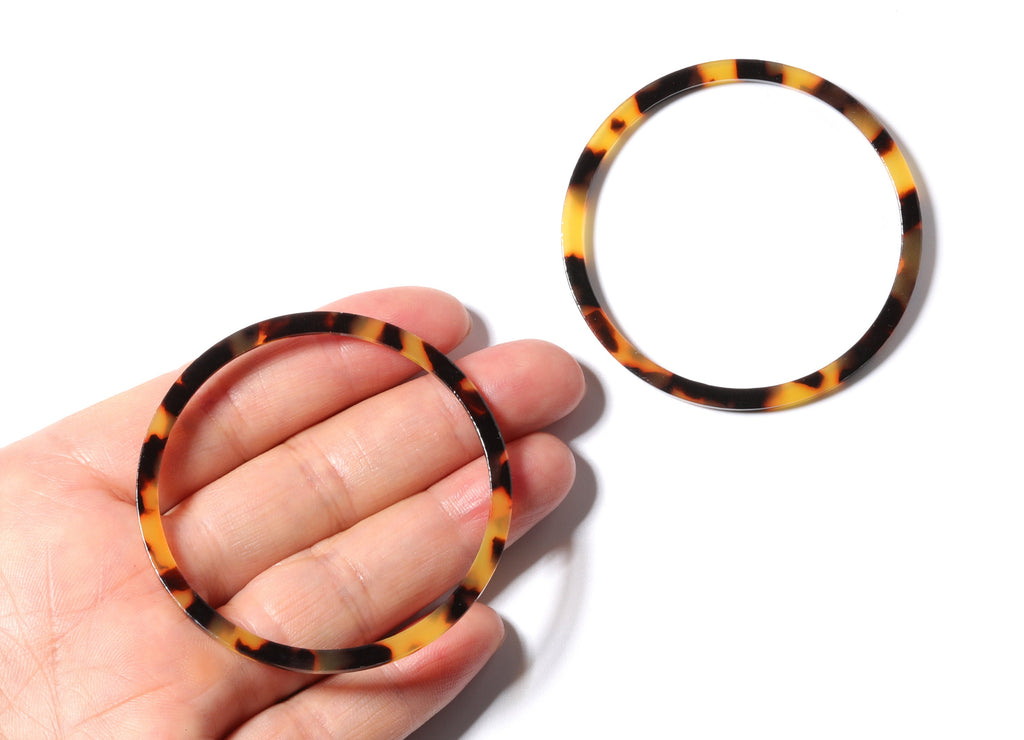 Acetate Hoop Earrings Charms - Tortoise Hoop Shell Earrings - Circle Pendant - Jewelry Supplies - Color Code: A02 - 50x50x2.68mm - AC1166A - DOMEDBAZAAR
