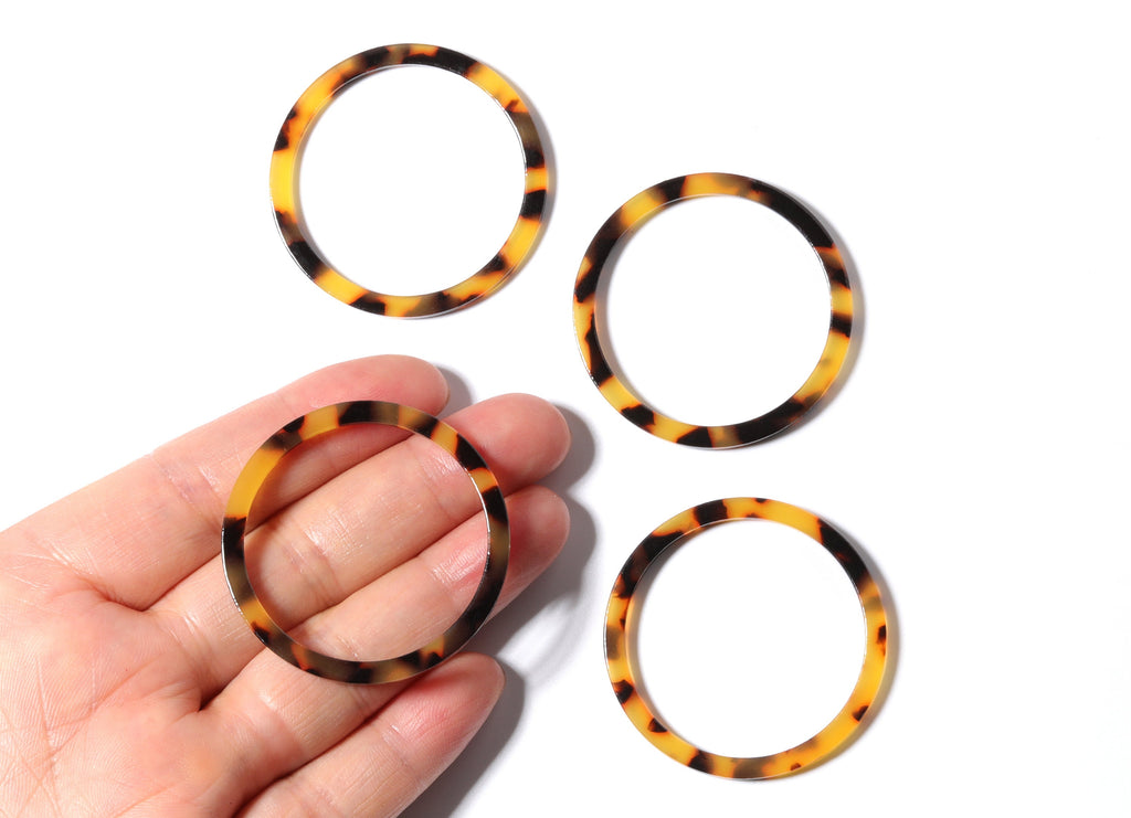 Acetate Hoop Earrings Charms - Tortoise Hoop Shell Earrings - Circle Pendant - Jewelry Supplies - Color Code: A02 - 43x43x2.7mm- AC1167A - DOMEDBAZAAR