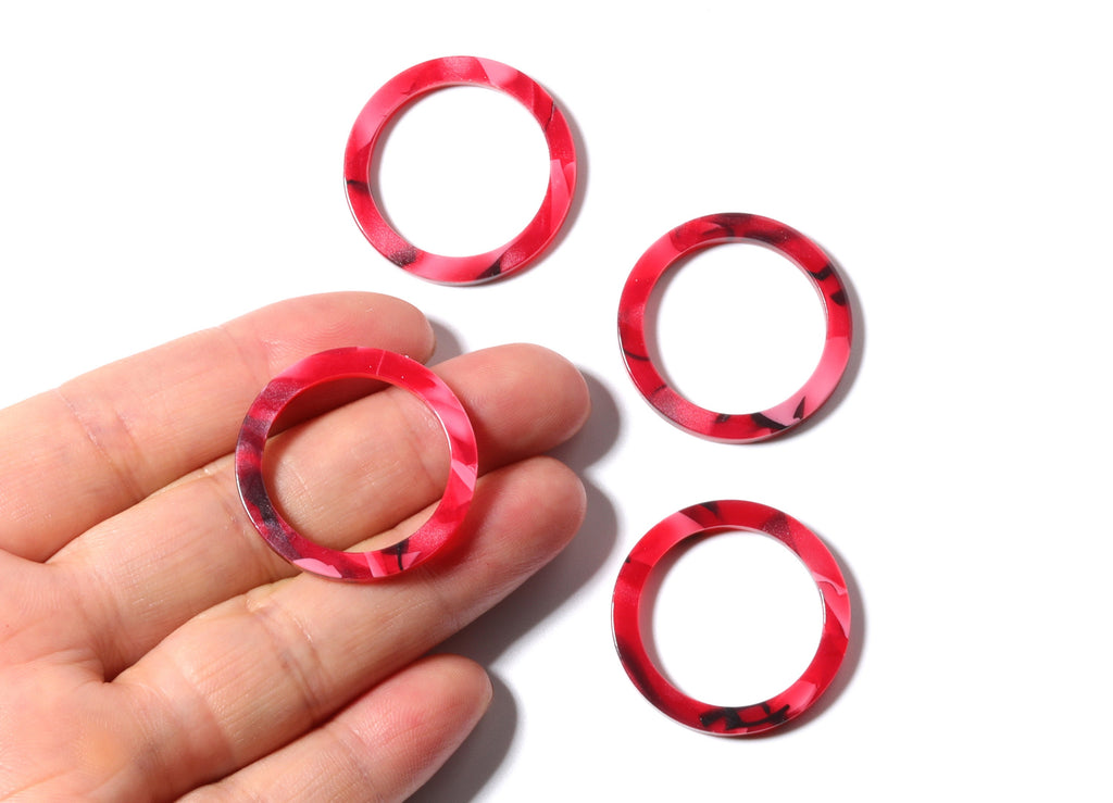 Acetate Hoop Earrings Charms - Circle Shaped Pendant - Earring Findings - Jewelry Supplies - Color Code: A56 - 28.8x28.8x2.55mm- AC1169B - DOMEDBAZAAR