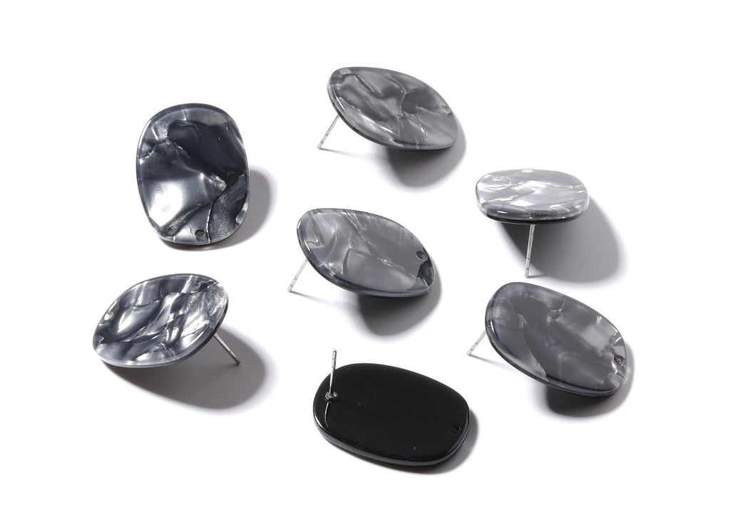 Acetate Oval Post Charms - Earring Stud - Oval Earrings - Earring Findings - Jewelry Supplies - Color Code: A81 - 26x19x2.6mm- AC1002BL - DOMEDBAZAAR