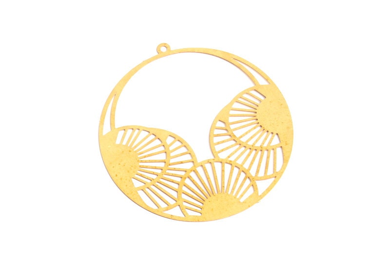 Raw Brass Circular Shaped Earring Charms - Hallow Out Earring Charms - Earring Findings - Jewelry Supplies - 46.9x44.6x0.3mm - JJB2688 - DOMEDBAZAAR