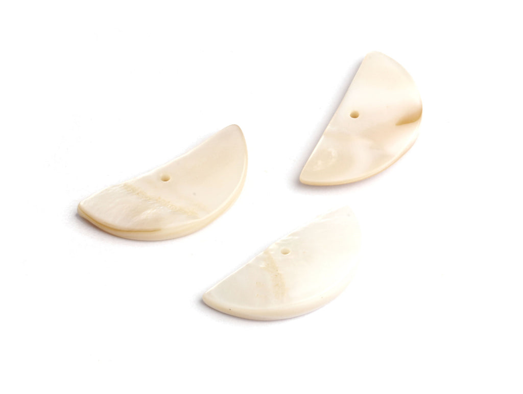 Mussel Shell Paillettes - Seashell Supply - Shell Earrings-Semicircle Shaped Pendant - Earring Findings - 29x13.5x2.5mm -SF1001 - DOMEDBAZAAR