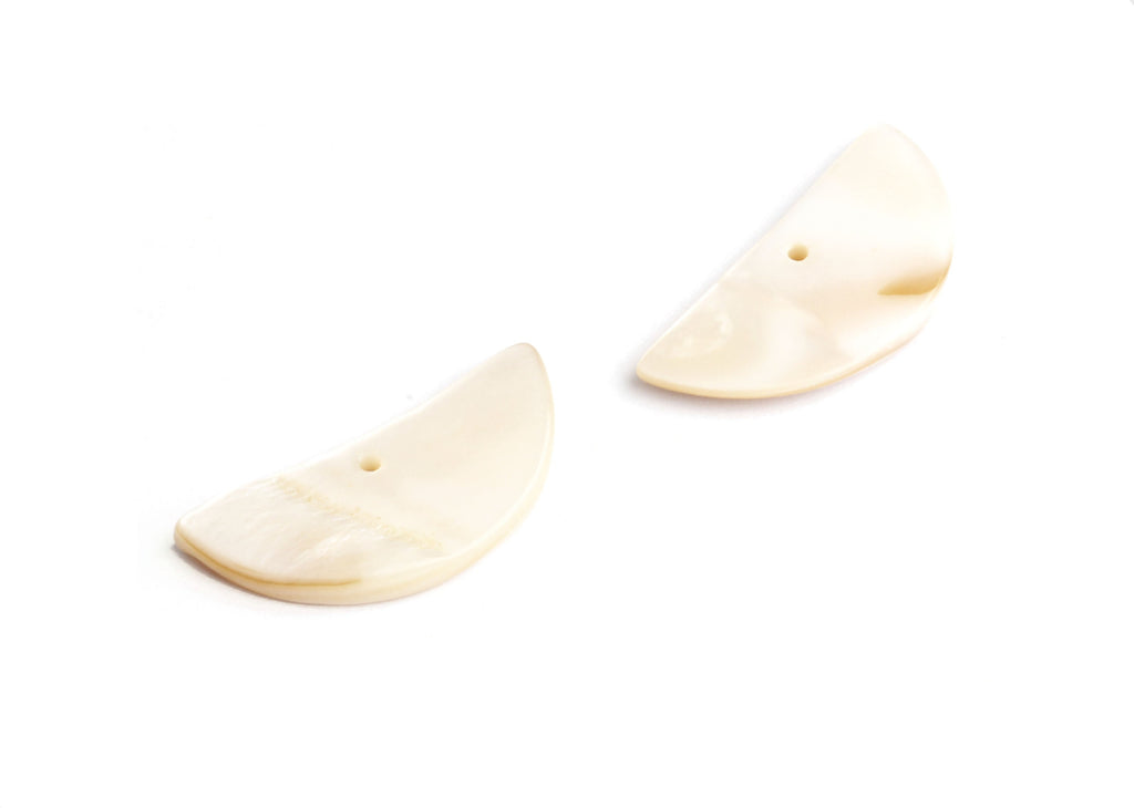 Mussel Shell Paillettes - Seashell Supply - Shell Earrings-Semicircle Shaped Pendant - Earring Findings - 29x13.5x2.5mm -SF1001 - DOMEDBAZAAR