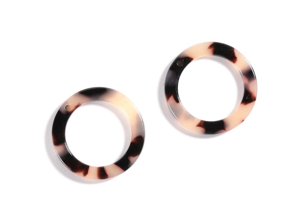 Acetate Hoop Earrings Charms - Blonde Tortoise Hoop Shell Earrings - Round Circle  Shaped - Color Code: A06 - 22.8x22.8x2.63mm - AC1118B - DOMEDBAZAAR