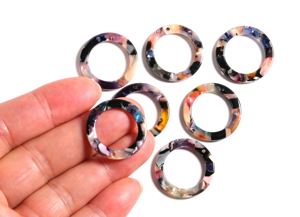 Acetate Hoop Charms - Circle arrings and Pendant - Earring Findings - Jewelry Supplies - Color Code: A58 - 22.8x22.8x2.63mm - AC1118E - DOMEDBAZAAR
