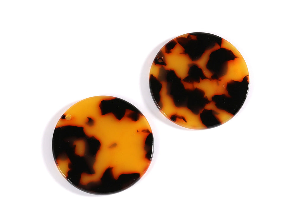 Acetate Acrylic Earring Charms - Tortoise Shell Earrings - Coin Pendant - Jewelry Supplies - Color Code: A01 -34.7x34.7x2.66mm - AC1135G - DOMEDBAZAAR