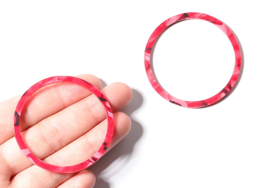 Acetate Hoop Earrings Charms - Circle Shaped Pendant - Earring Findings - Jewelry Supplies - Color Code: A56 - 50x50x2.68mm - AC1166B - DOMEDBAZAAR