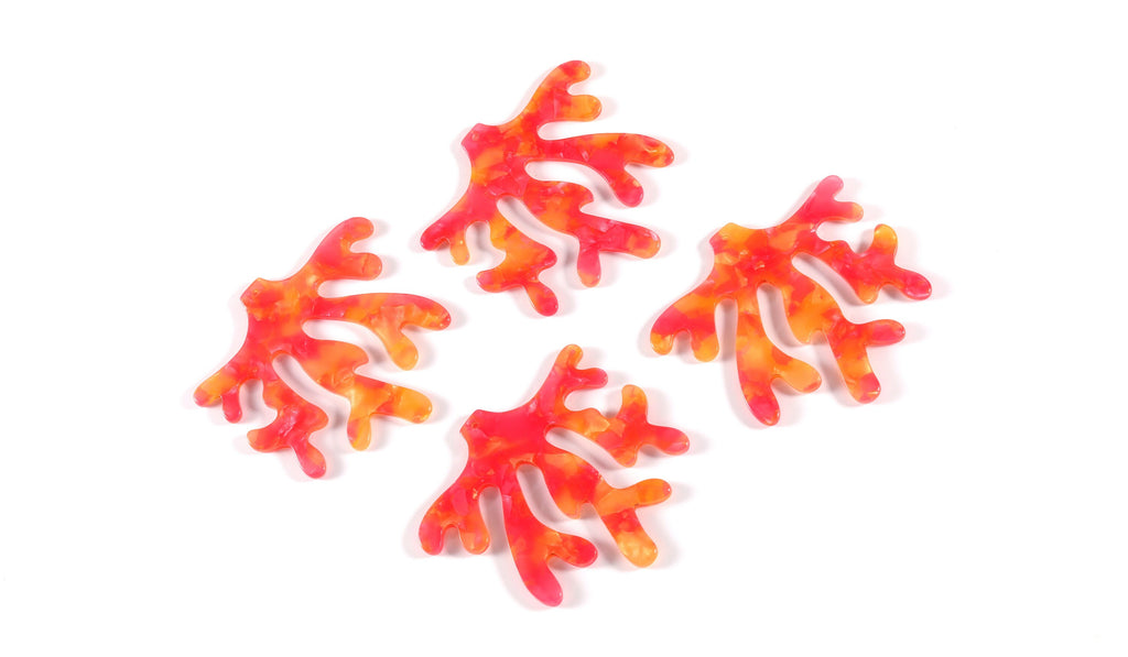 Acetate Coral Charms - Coral Earring and Pendant - Earring Findings - Jewelry Supplys - Color Code: A101 - 59.42x55.96x2.59mm - AC1109A - DOMEDBAZAAR