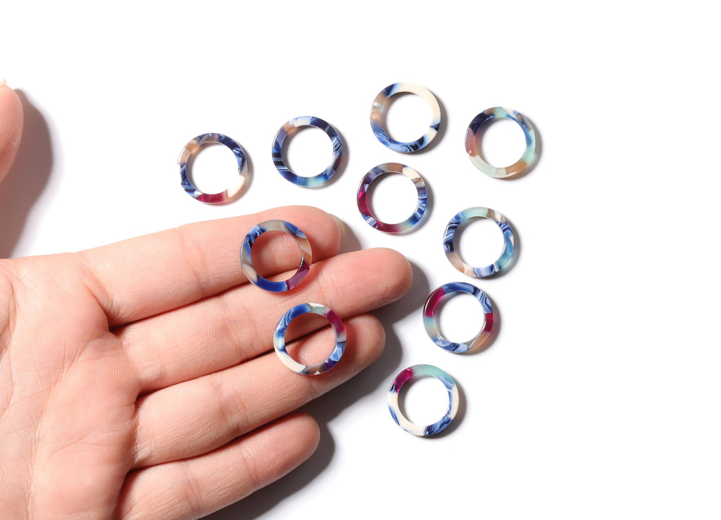 Acetate Hoop EarringCharms - Circle Shaped Pendant - Earring Findings - Jewelry Supplies - 16.7x16.7x2.58mm - AC1157D - DOMEDBAZAAR