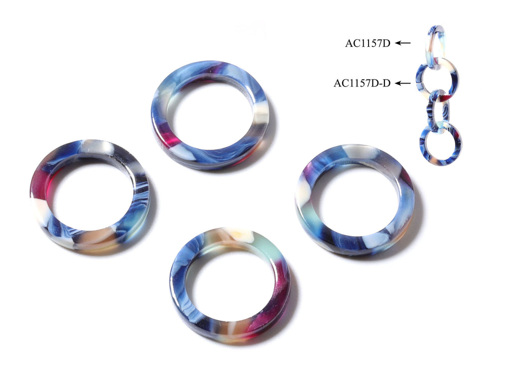 Acetate Hoop EarringCharms - Circle Shaped Pendant - Earring Findings - Jewelry Supplies - 16.7x16.7x2.58mm - AC1157D - DOMEDBAZAAR