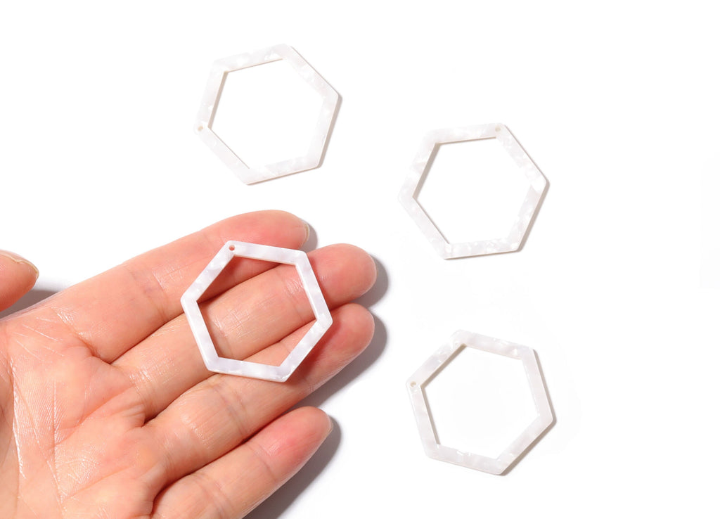 Acetate Hexagon Earring Charms - Hexagon Pendant - Earring Findings - Jewelry Supplies - Color Code: A12 - 44.75x39.42x2.68mm - AC1125D - DOMEDBAZAAR