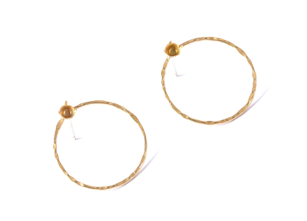 Brass Earring Settings - Raw Brass Round Earrings - Earring Findings - Jewelry Supplies - 20x19x0.7mm - PP1323 - DOMEDBAZAAR
