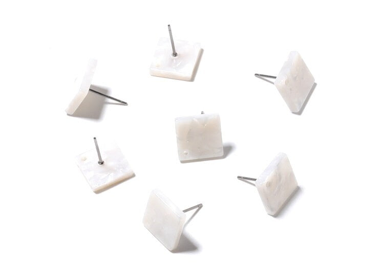 Acetate Square Earring Stud - Acetate Square Earring Post - Earring Post - Jewelry Supplies - Color Code: A12 - 11.7x11.7x2.6mm - AC1140B - DOMEDBAZAAR