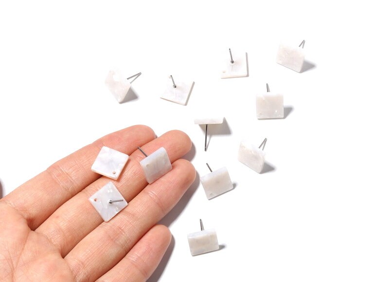 Acetate Square Earring Stud - Acetate Square Earring Post - Earring Post - Jewelry Supplies - Color Code: A12 - 11.7x11.7x2.6mm - AC1140B - DOMEDBAZAAR