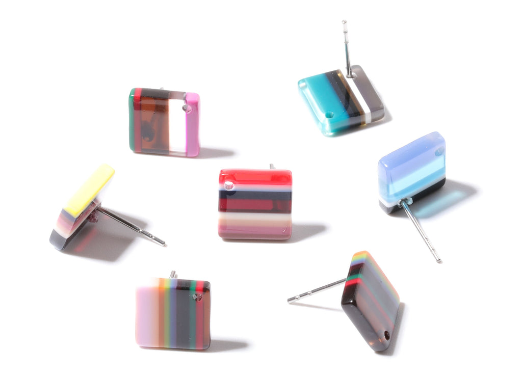 Acetate Square Earring Stud - Acrylic Square Earring Post - Earring Post - Jewelry Supplies - 9.9x9.9x2.72mm - AC1205A - DOMEDBAZAAR
