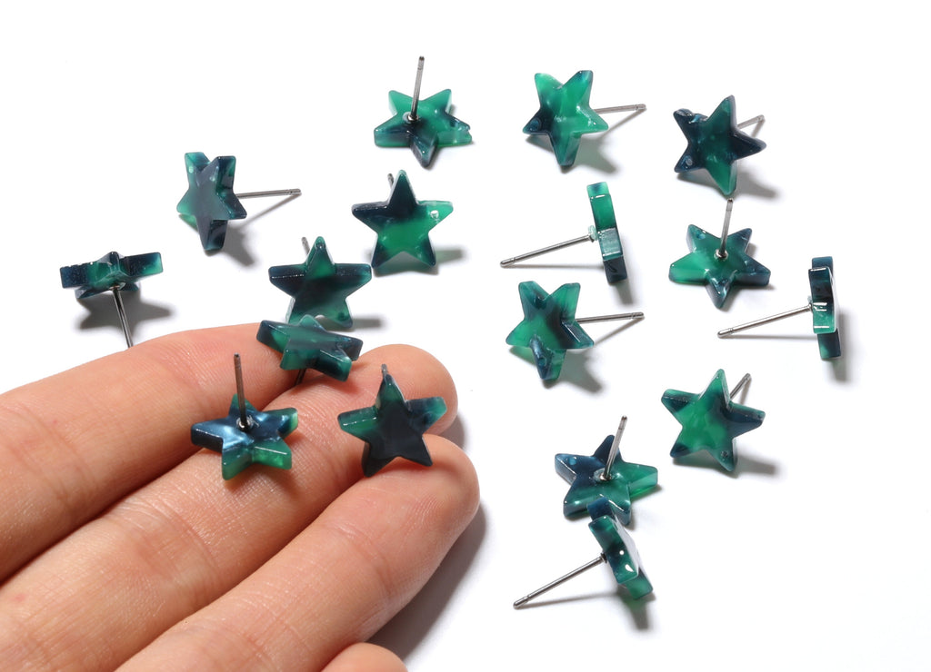 Acetate Star Earring Post - Acetate Star Earring Stud - Earring Post - Jewelry Supplies - Color Code: A13 - 12.8x11.5x2.6mm - AC1138A - DOMEDBAZAAR