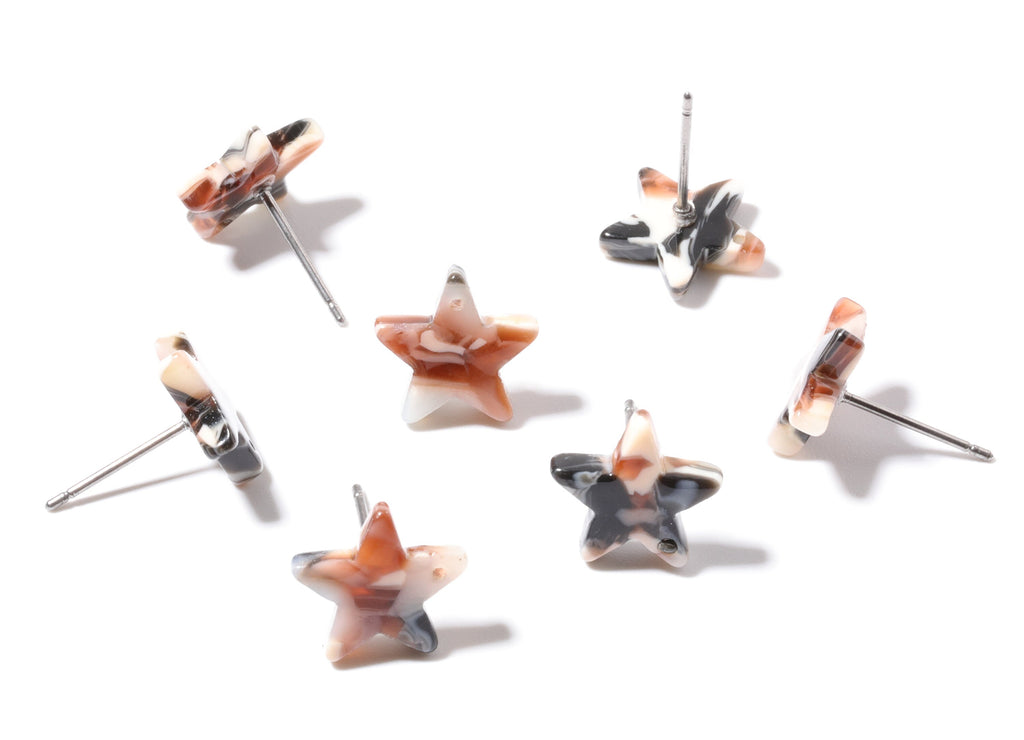Acetate Star Earring Post - Acetate Star Earring Stud - Earring Post - Jewelry Supplies - Color Code: A51 - 12.8x11.5x2.6mm - AC1138F - DOMEDBAZAAR