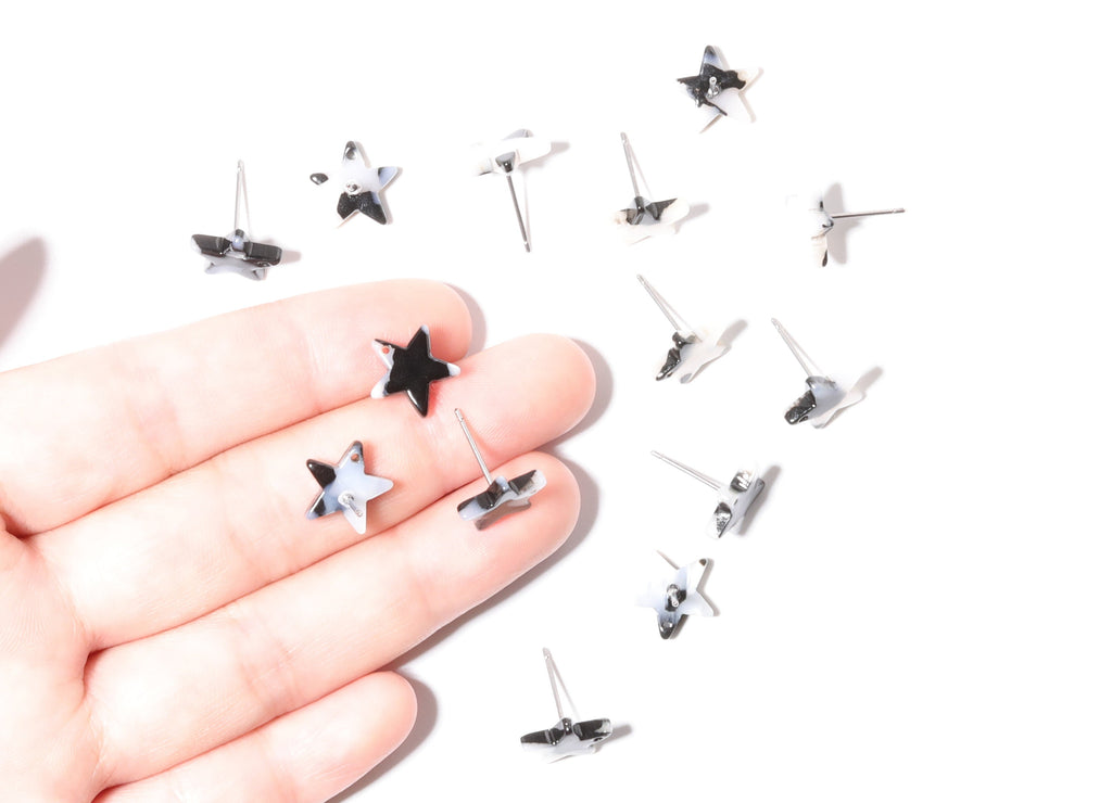 Acetate Acrylic Earring Stud - Post Charms - Tortoise Shell Earrings - Star Shaped Earrings - Color Code: A15 - 12.8x11.5x2.6mm - AC1138J - DOMEDBAZAAR