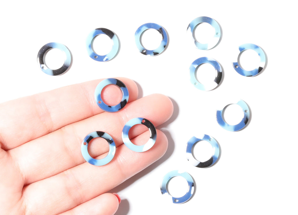 Acetate Hoop Earring Charms - Circle Shaped Pendant - Earring Findings - Jewelry Supplies - Color Code: A16 - 15x15x2.7mm - AC1152F - DOMEDBAZAAR