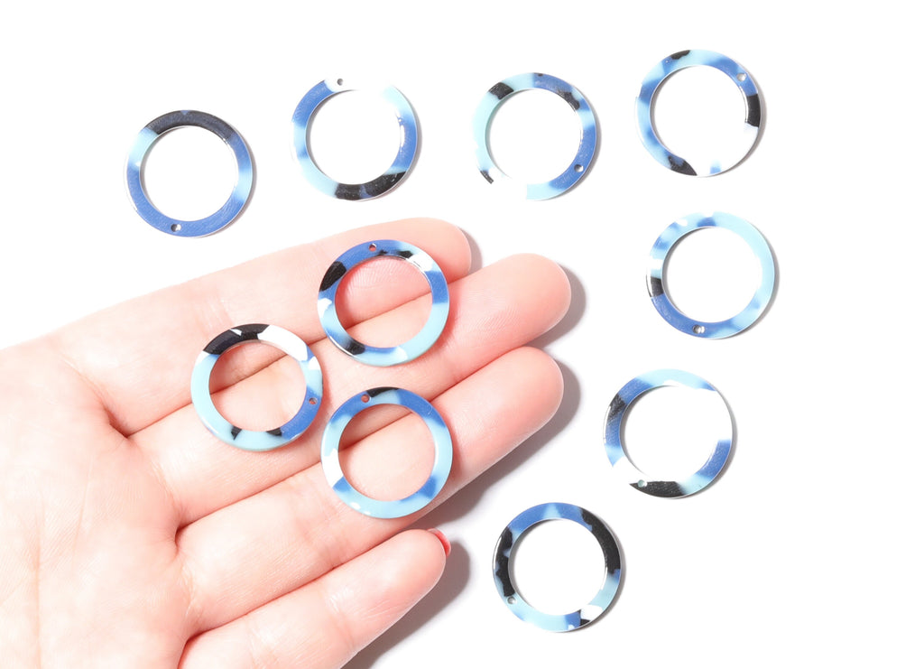 Acetate Hoop Earring Charms - Circle Shaped Pendant - Earring Findings - Jewelry Supplies - Color Code: A16 - 21.18x21.18x2.75mm - AC1153F - DOMEDBAZAAR