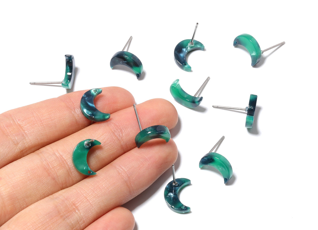 Acetate Moon Earring Stud - Moon Earrings Post - Earrings Post - Jewelry Supplies - Color Code: A13 - 11.7x8.6x2.65mm - AC1137A - DOMEDBAZAAR