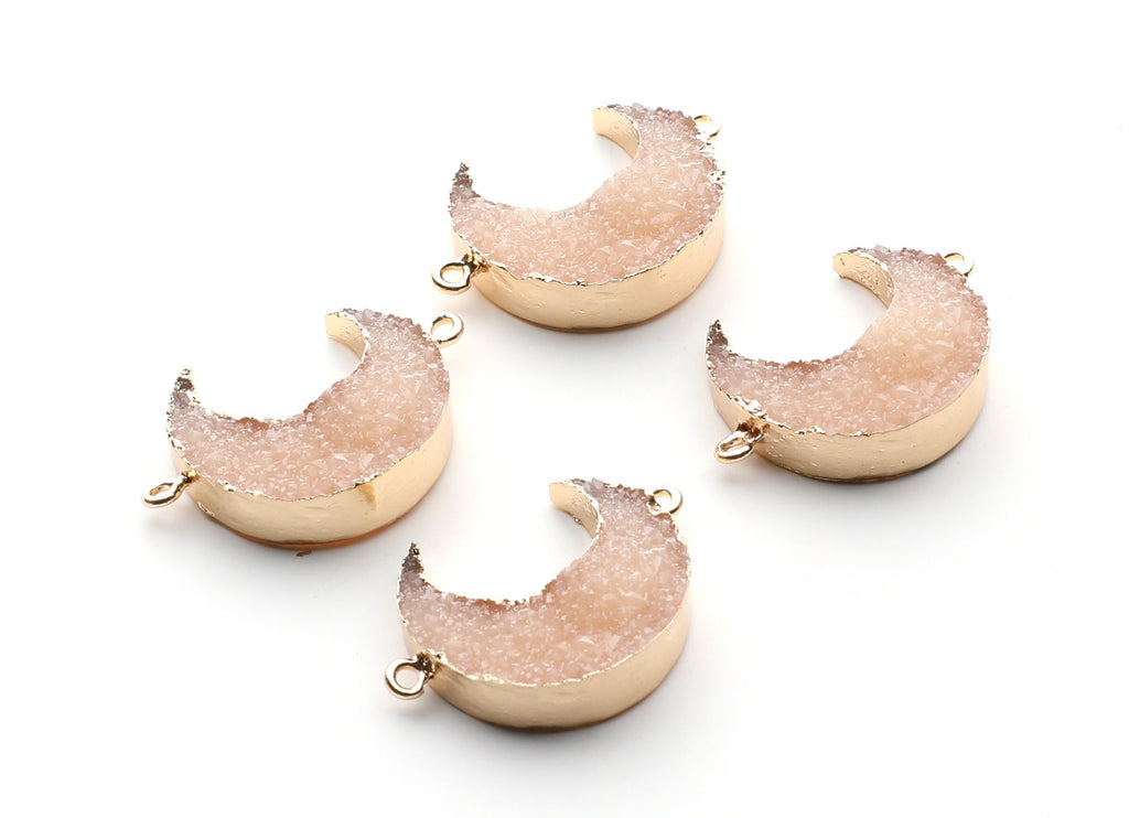 Druzy Bracelet and Necklace Charms - Resin Copper Bracelet and Necklace - Big Moon Shaped Pendant - 34x23.4x8.5mm - RC1003M - DOMEDBAZAAR