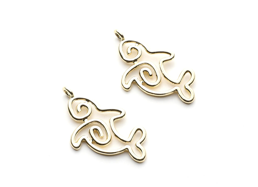 Dolphin Shaped Charms- Zinc Alloy Earring Finding - Gold Tone - Alloy Pendant for Necklace - Jewelry Supplies - 32.2x18.28x1.73mm - ZZ1261G - DOMEDBAZAAR