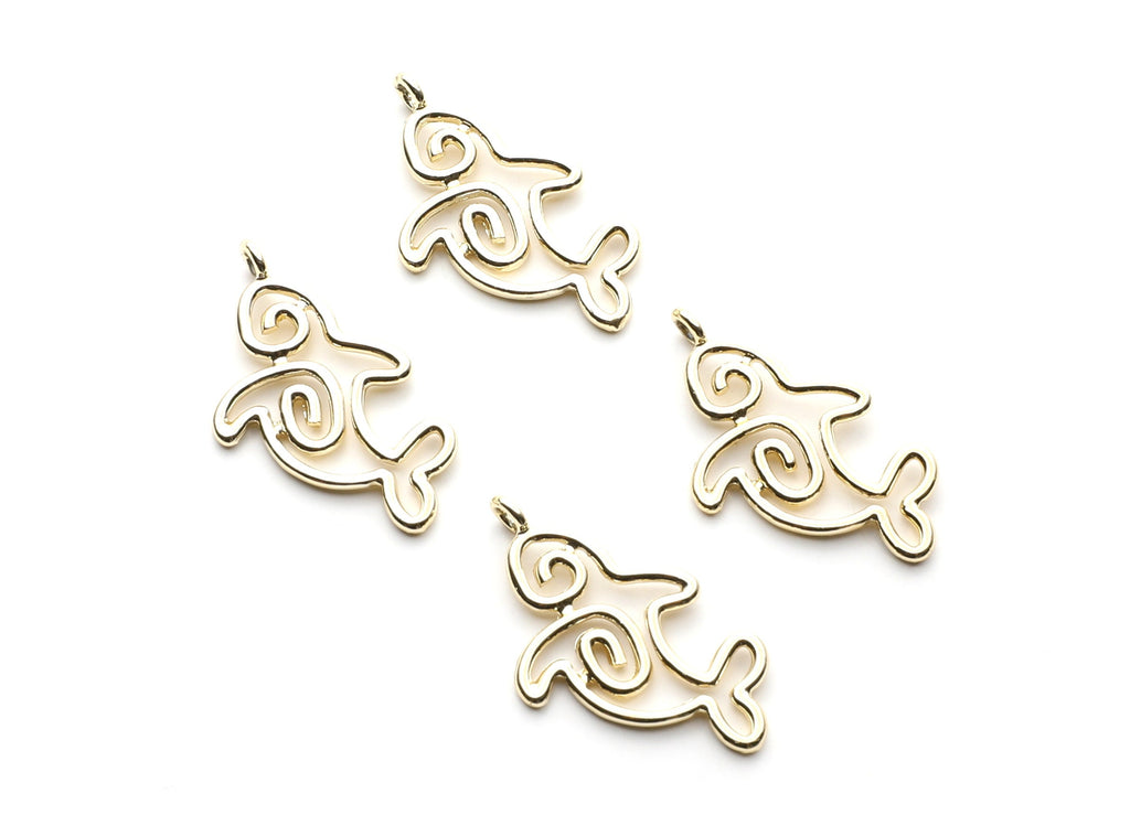 Dolphin Shaped Charms- Zinc Alloy Earring Finding - Gold Tone - Alloy Pendant for Necklace - Jewelry Supplies - 32.2x18.28x1.73mm - ZZ1261G - DOMEDBAZAAR
