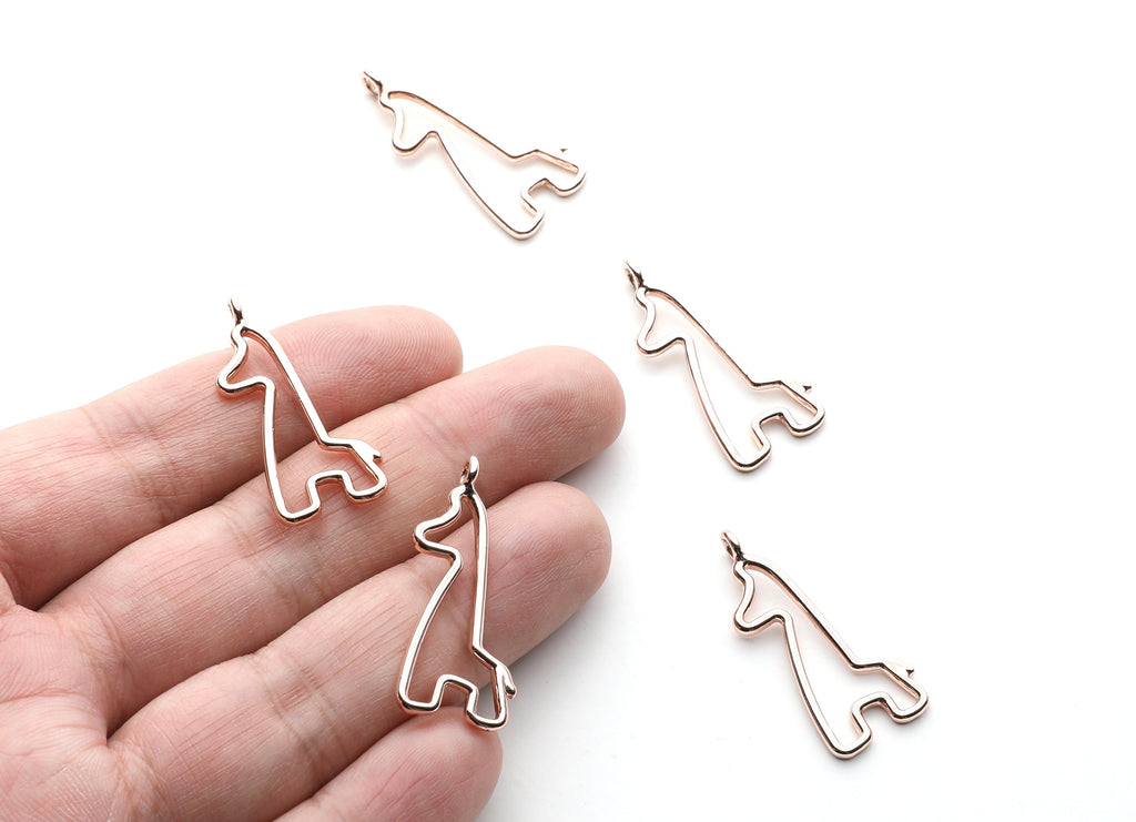Giraffe Shaped Charms- Zinc Alloy Earring Findings - Rose Tone - Alloy Pendant for Necklace - 33.1x14.58x1.77mm - ZZ1269R - DOMEDBAZAAR