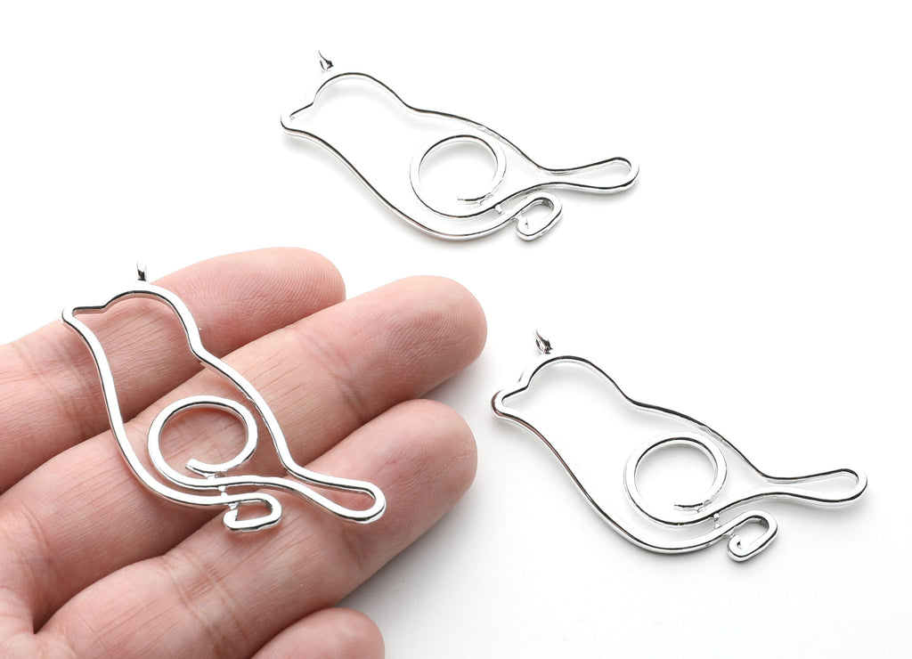 Big Pigeon Shaped Charms- Zinc Alloy Earring Findings - Nickel / Silver Tone - Alloy Pendant for Necklace - 53x23.66x1.9mm - ZZ1262N - DOMEDBAZAAR