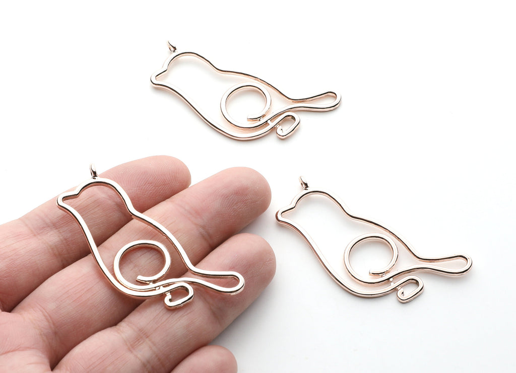 Big Pigeon Shaped Charms- Zinc Alloy Earring Findings - Rose Tone - Alloy Pendant for Necklace - 53x23.66x1.9mm - ZZ1262R - DOMEDBAZAAR