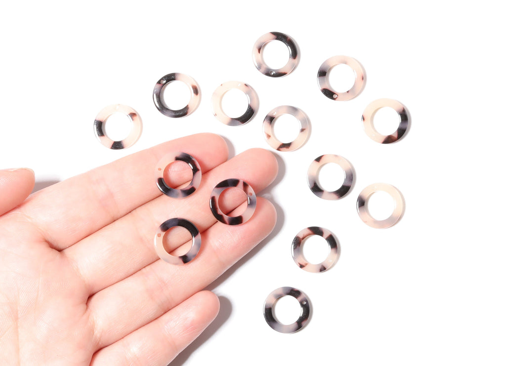 Acetate Acrylic Hoop Earring Charms - Blonde Tortoise Shell Earrings - Circle Shaped Pendant - Color Code: A07 - 15x15x2.7mm - AC1152D - DOMEDBAZAAR