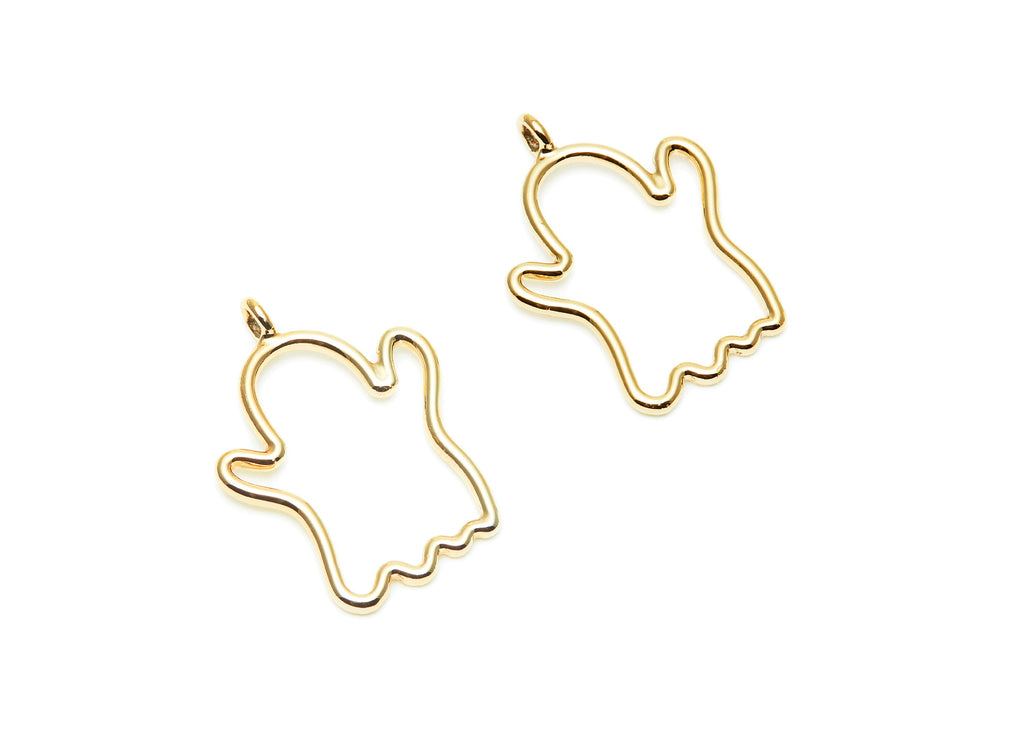 Ghost Shaped Charms- Zinc Alloy Earring Finding - Gold Tone - Alloy Pendant for Necklace - Jewelry Supplies - 28.5x20.8x1.85mm - ZZ1279G - DOMEDBAZAAR
