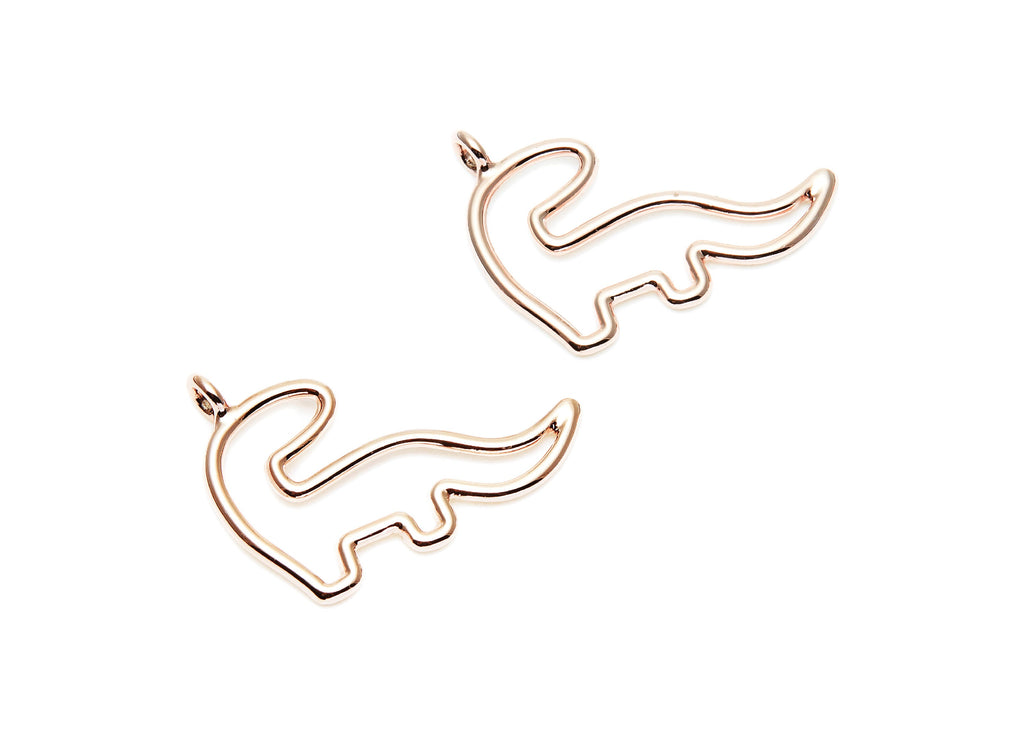 Dinosaur Shaped Charms- Zinc Alloy Earring Finding - Rose Tone - Alloy Pendant for Necklace - 29.5x21.77x2.16mm - ZZ1281R - DOMEDBAZAAR