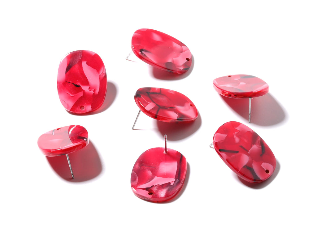 Acetate Oval Earring Stud - Oval Earring Post and Stud - Earring Findings - Jewelry Supplies - Color Code: A56 - 26x19x2.6mm- AC1002P - DOMEDBAZAAR