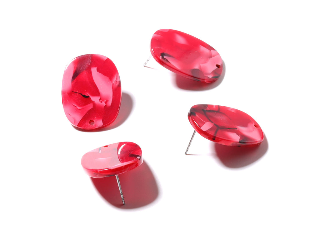 Acetate Oval Earring Stud - Oval Earring Post and Stud - Earring Findings - Jewelry Supplies - Color Code: A56 - 26x19x2.6mm- AC1002P - DOMEDBAZAAR