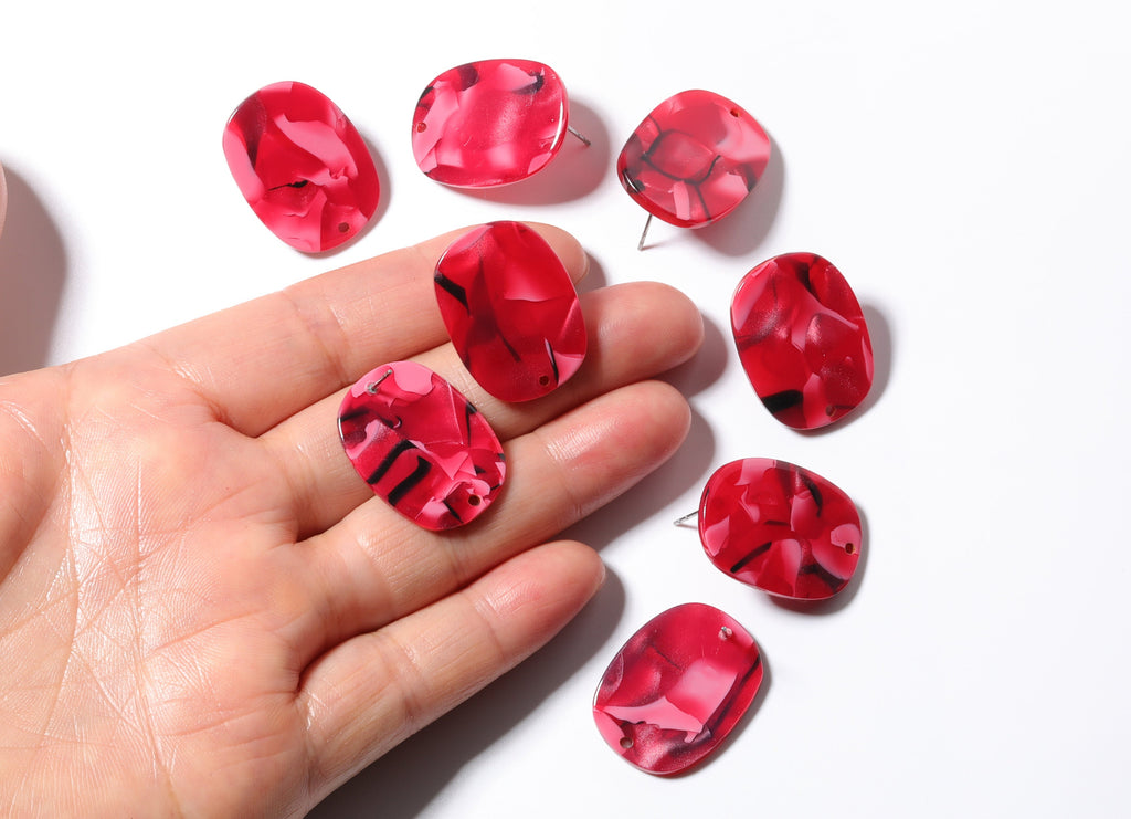 Acetate Oval Earring Stud - Oval Earring Post and Stud - Earring Findings - Jewelry Supplies - Color Code: A56 - 26x19x2.6mm- AC1002P - DOMEDBAZAAR