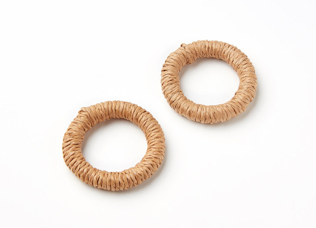 Handwoven Hemp Rope Earrings - Round Shaped Rope Pendants - Hemp Rope Charms - Jewelery Handmade - 41.4x41.4x7.5mm - RT1087 - DOMEDBAZAAR