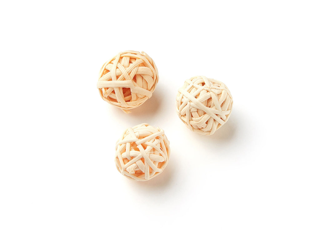 Handwoven Paper Rope Earrings - Ball Shaped Paper Rope Pendant - Wooden Straw Earring - Jewelery Handmade - 22.8x22.8mm - RT1088 - DOMEDBAZAAR