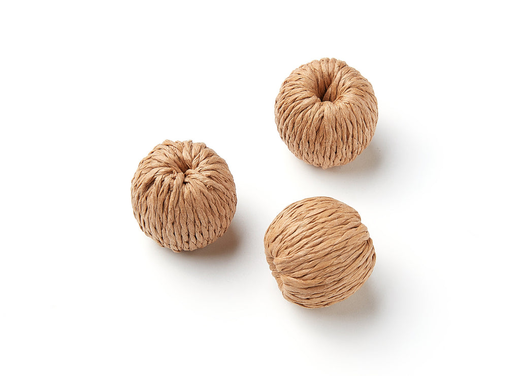 Handwoven Paper Rope Earrings - Ball Shaped Paper Rope Pendant - Wooden Straw Earring - Jewelery Handmade - 23.2x21.4mm - RT1068 - DOMEDBAZAAR