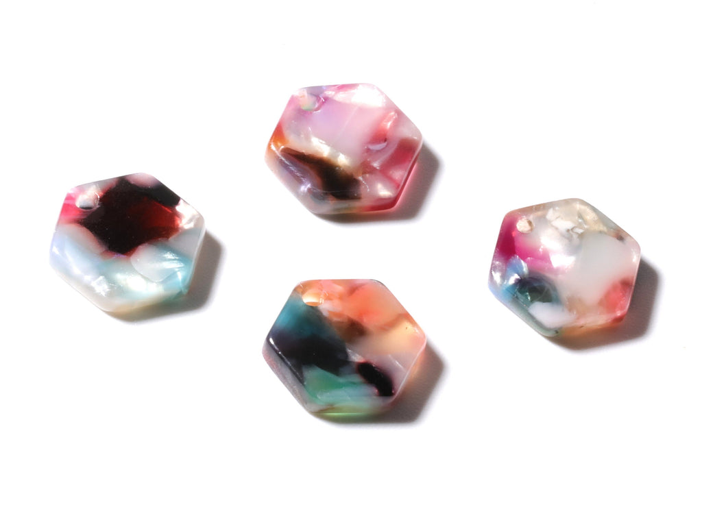 Acetate Hexagon Earring Charms - Hexagon Pendant - Earring Findings - Jewelry Supplies - Color Code: A59 - 12x11x2.56mm - AC1121F - DOMEDBAZAAR