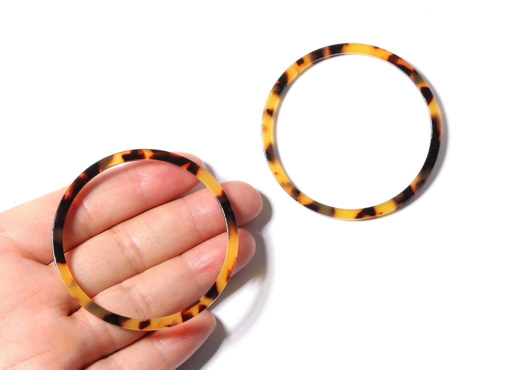 Acetate Hoop Earrings Charms - Tortoise Hoop Shell Earrings - Circle Pendant - Jewelry Supplies - Color Code: A01 - 65x65x2.27mm - AC1164A - DOMEDBAZAAR