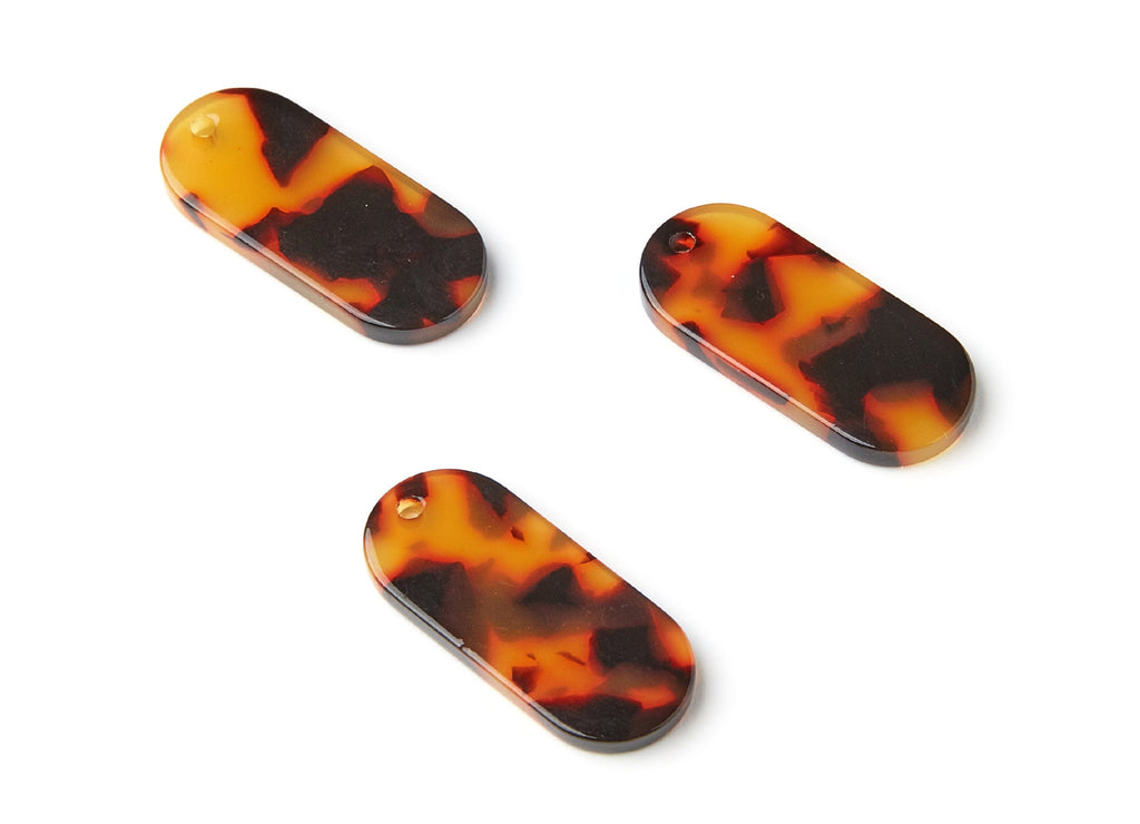 Acetate Acrylic Earring Charms - Tortoise Shell Oval - Oval Shaped Pendant - Jewelry Supplies - Color Code: A01 - 26,6x11,7x2,65mm - AC1209A - DOMEDBAZAAR